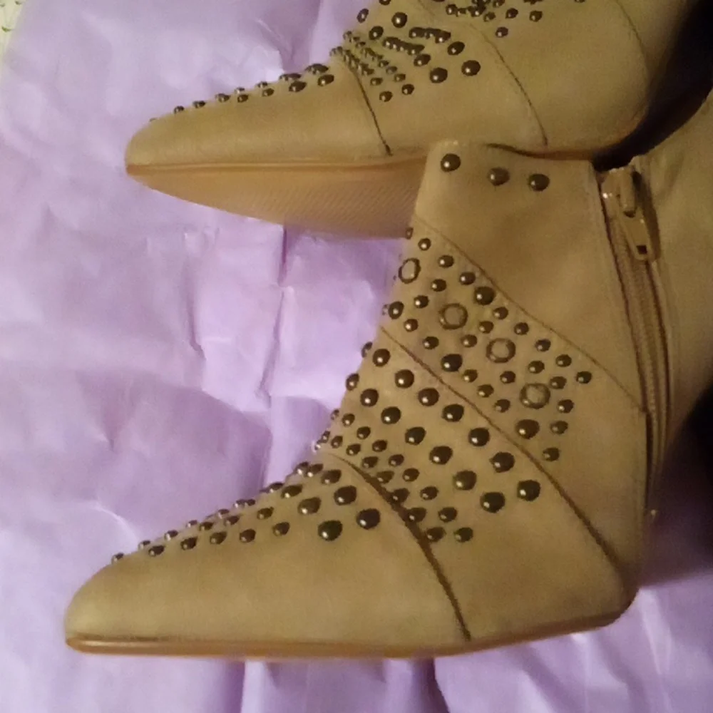 Kaari Blue Studded Heeled Boots Size 9